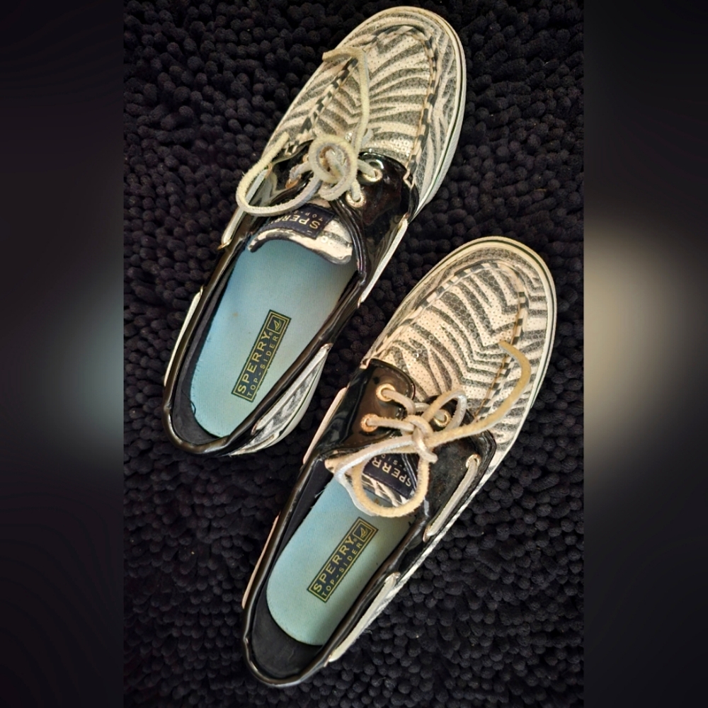Sperry sequins zebra pattern inspired top sider.